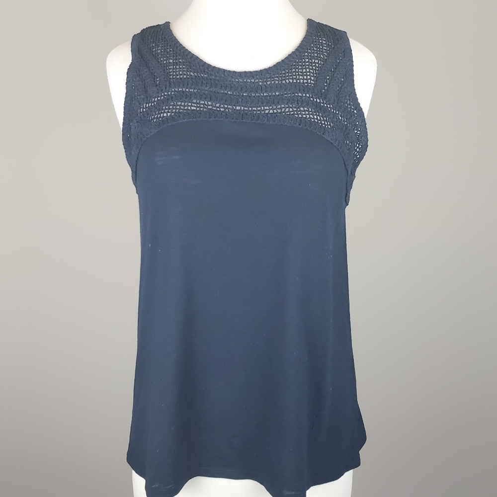 Joe Fresh Navy Crochet Detail Tank